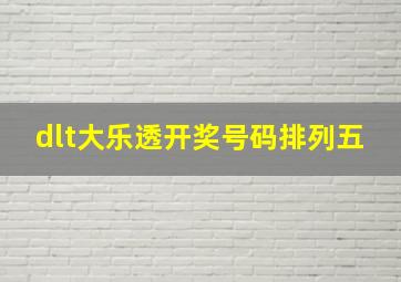 dlt大乐透开奖号码排列五