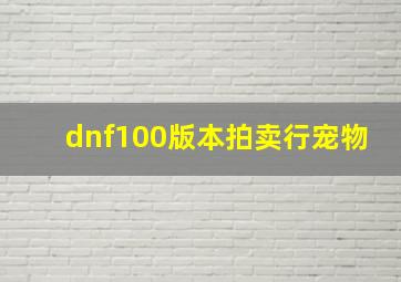 dnf100版本拍卖行宠物