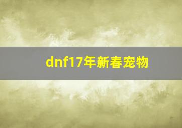 dnf17年新春宠物