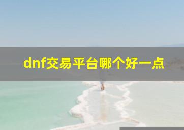 dnf交易平台哪个好一点