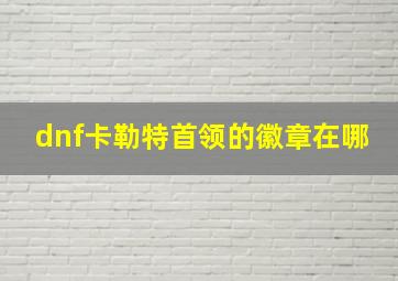 dnf卡勒特首领的徽章在哪