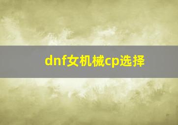 dnf女机械cp选择