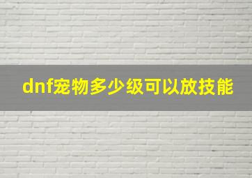 dnf宠物多少级可以放技能