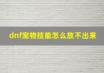 dnf宠物技能怎么放不出来