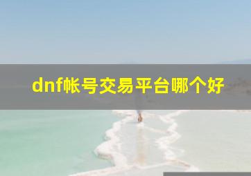 dnf帐号交易平台哪个好