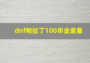 dnf帕拉丁100毕业装备