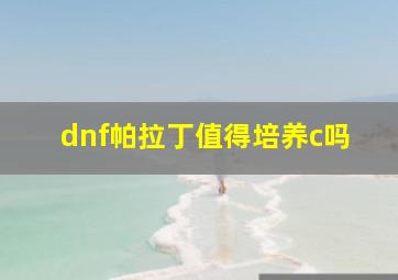 dnf帕拉丁值得培养c吗