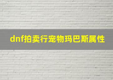 dnf拍卖行宠物玛巴斯属性