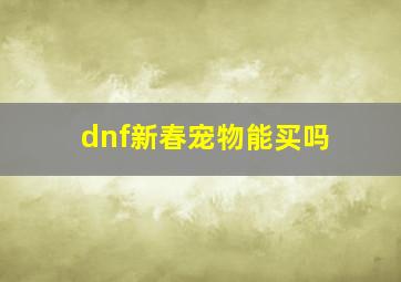 dnf新春宠物能买吗