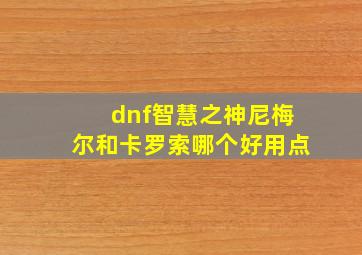 dnf智慧之神尼梅尔和卡罗索哪个好用点