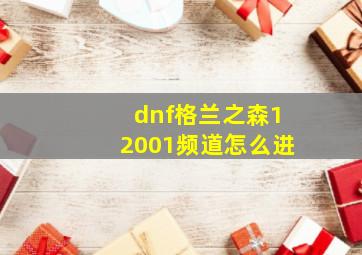 dnf格兰之森12001频道怎么进