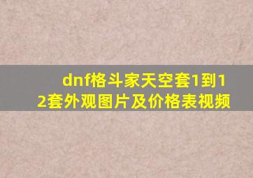 dnf格斗家天空套1到12套外观图片及价格表视频