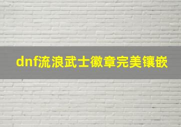 dnf流浪武士徽章完美镶嵌