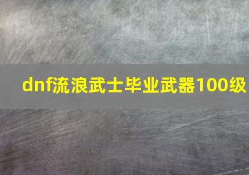 dnf流浪武士毕业武器100级