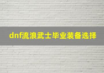 dnf流浪武士毕业装备选择