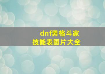 dnf男格斗家技能表图片大全