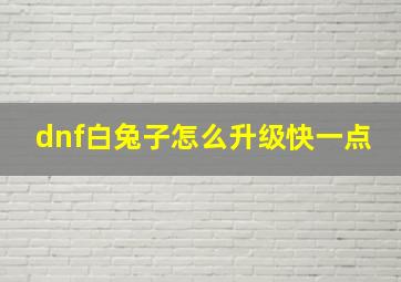 dnf白兔子怎么升级快一点