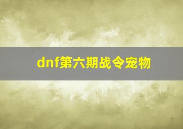 dnf第六期战令宠物