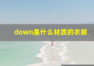 down是什么材质的衣服