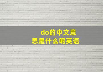 do的中文意思是什么呢英语