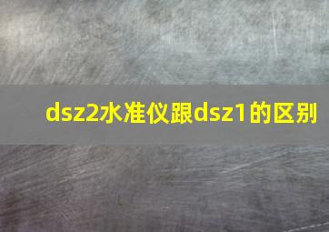 dsz2水准仪跟dsz1的区别