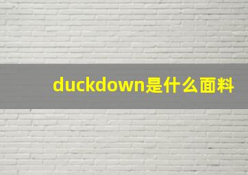 duckdown是什么面料