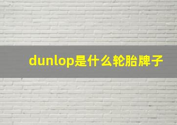 dunlop是什么轮胎牌子