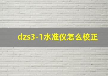 dzs3-1水准仪怎么校正