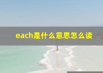 each是什么意思怎么读