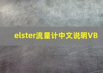 elster流量计中文说明VB