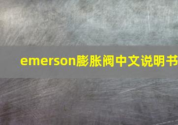 emerson膨胀阀中文说明书