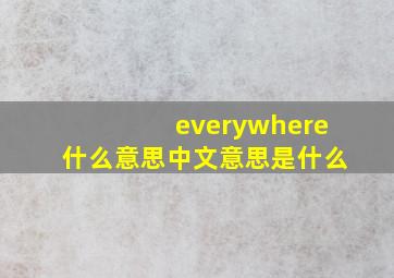 everywhere什么意思中文意思是什么