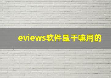 eviews软件是干嘛用的