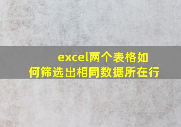 excel两个表格如何筛选出相同数据所在行