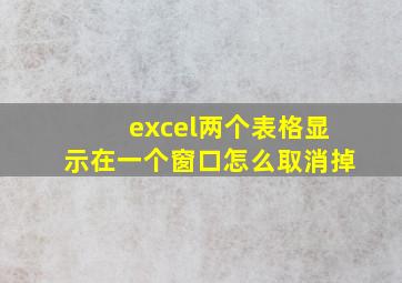 excel两个表格显示在一个窗口怎么取消掉