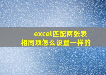 excel匹配两张表相同项怎么设置一样的