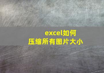 excel如何压缩所有图片大小