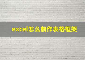 excel怎么制作表格框架