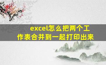 excel怎么把两个工作表合并到一起打印出来