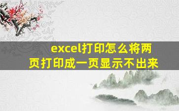 excel打印怎么将两页打印成一页显示不出来