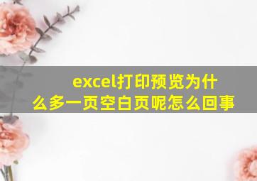 excel打印预览为什么多一页空白页呢怎么回事