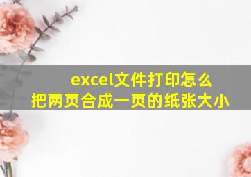 excel文件打印怎么把两页合成一页的纸张大小