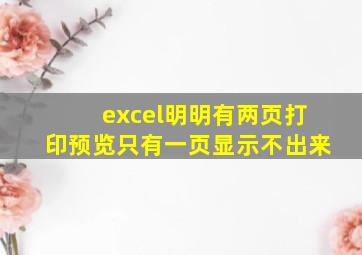 excel明明有两页打印预览只有一页显示不出来