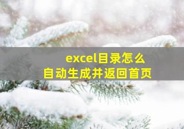 excel目录怎么自动生成并返回首页