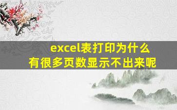 excel表打印为什么有很多页数显示不出来呢