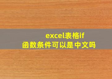 excel表格if函数条件可以是中文吗