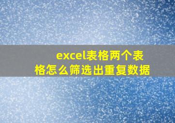 excel表格两个表格怎么筛选出重复数据