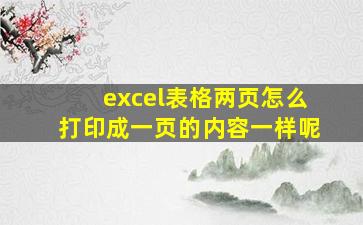 excel表格两页怎么打印成一页的内容一样呢