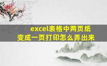 excel表格中两页纸变成一页打印怎么弄出来