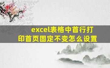 excel表格中首行打印首页固定不变怎么设置